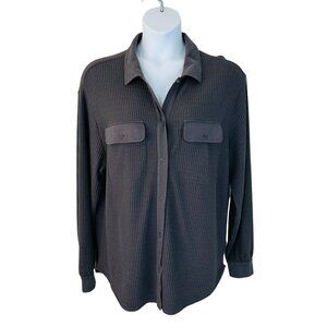 The Normal Brand Charcoal Button-Down Waffle Knit Shirt